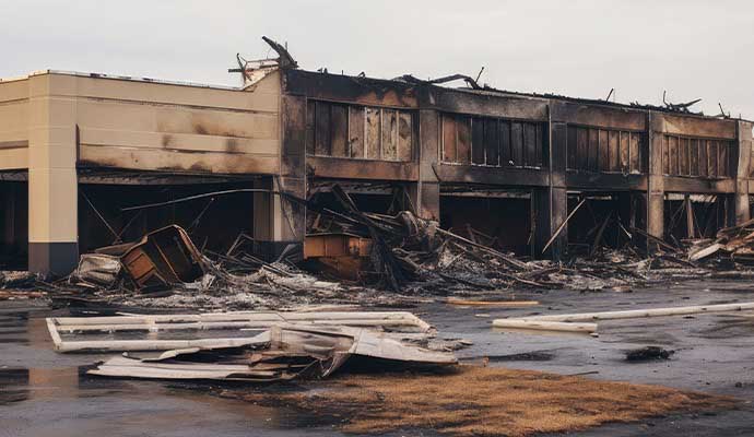 Fire damaged retail store