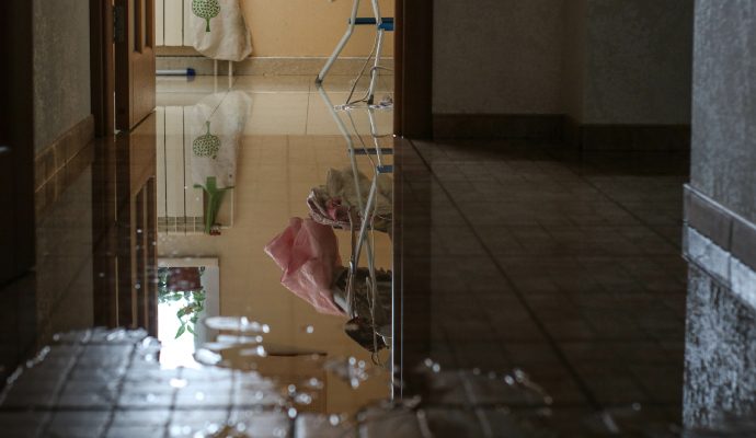 Flood damaged house