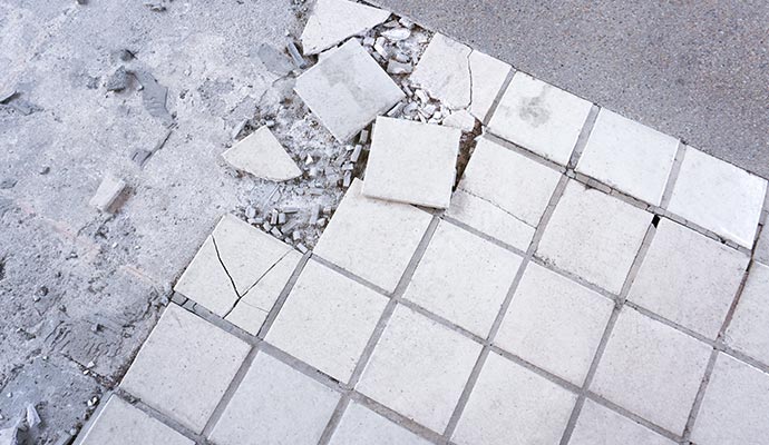 cracked and loose tiles