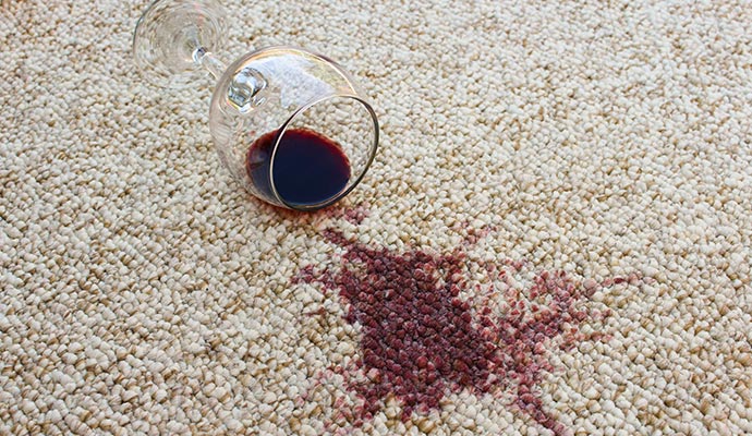 red wine stain on the carpet