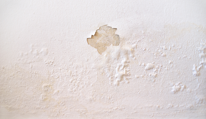 Water-damaged warped wall